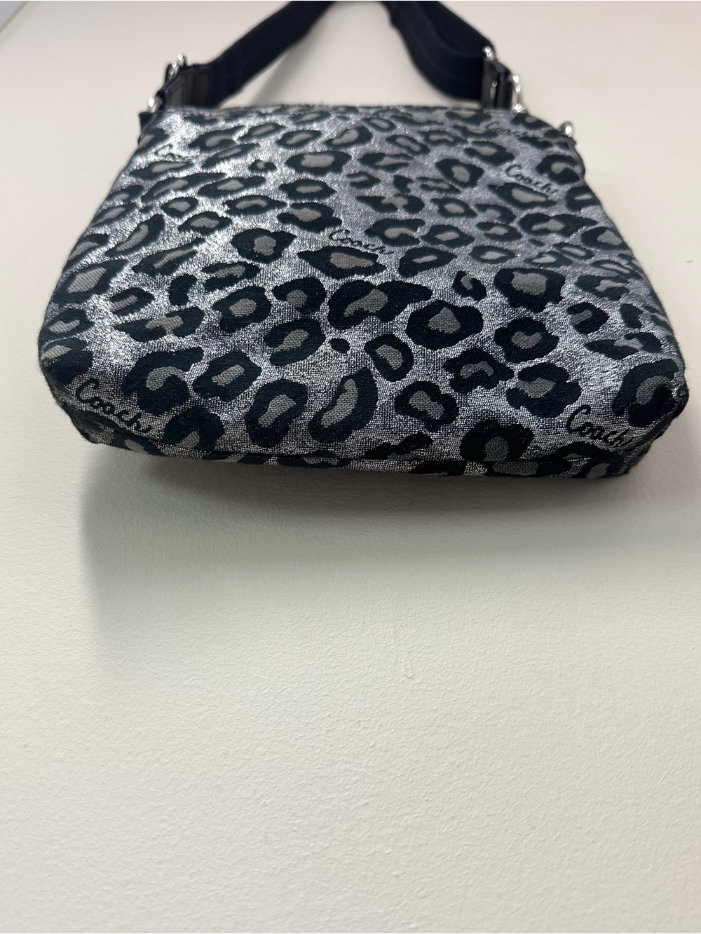 Coach Ocelot Leopard Black and Silver Swingpack Crossbody Bag - Picture 7 of 11